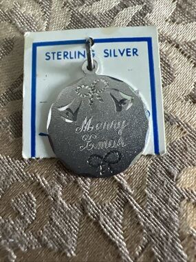 SPENCER CO. 925 Sterling Silver Vintage "Merry Christmas" Engraved Bells Pendant